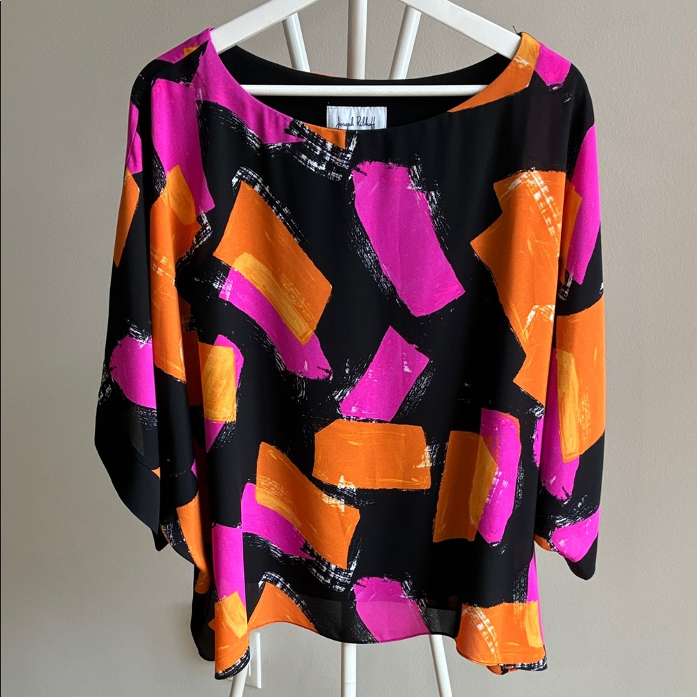 Joseph Ribkoff Pink and Orange Abstract Blouse
